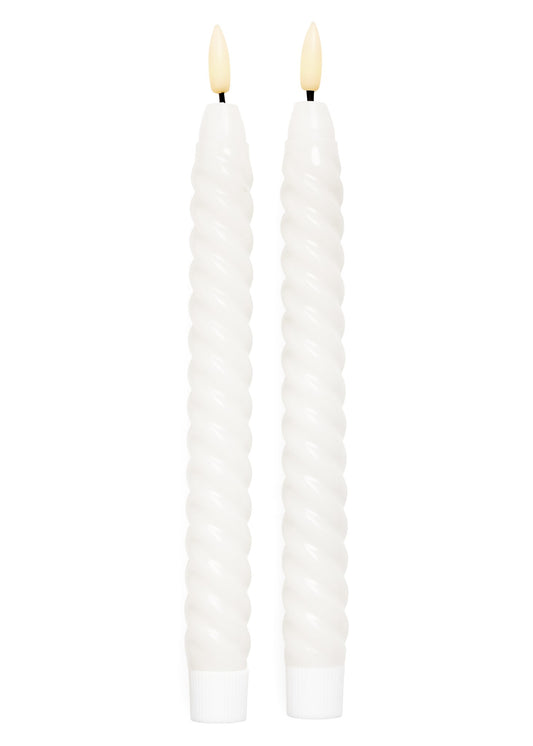 Twisted LED Candles – White