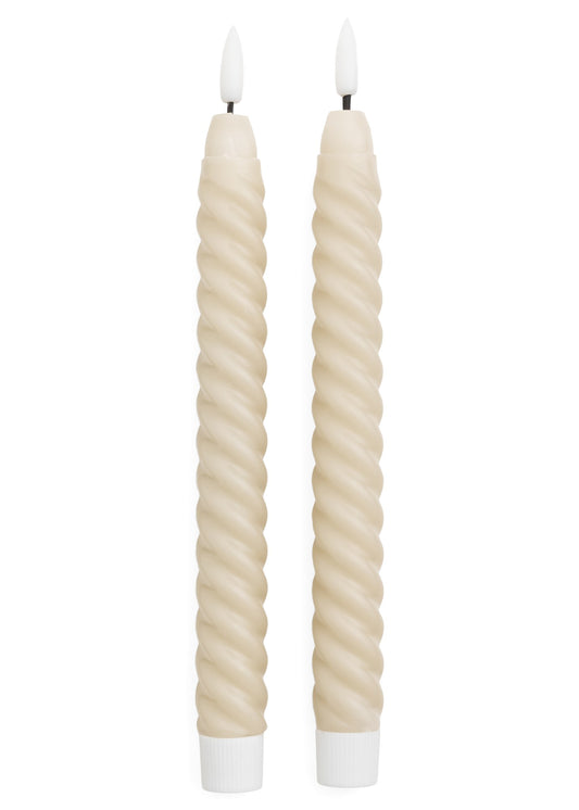 Twisted LED Candles – Beige
