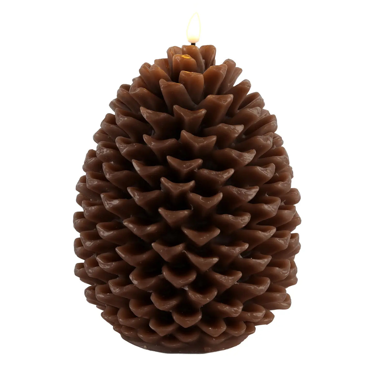 Petite bougie LED en forme de pomme de pin marron