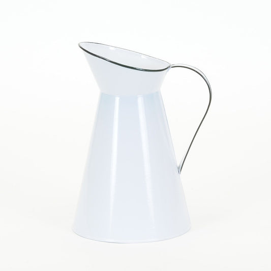 Pichet en métal blanc avec rebord noir