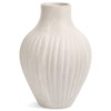 VASE FLUTED WIDE-BODY PAPER MACHE HANDMADE OFF WHT
