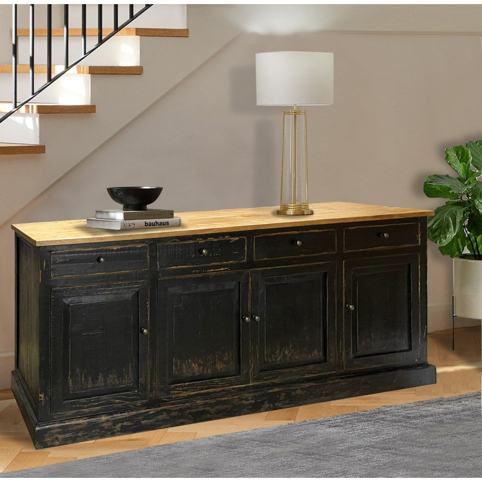 Recycled Pine Wood Sideboard - Antique Black 