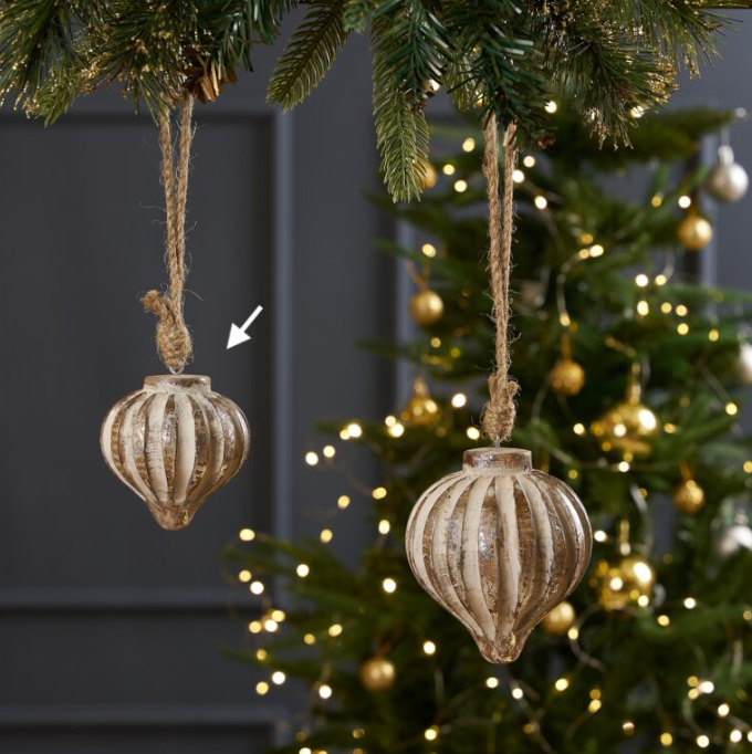 Cedar Striped Ornament - Silver