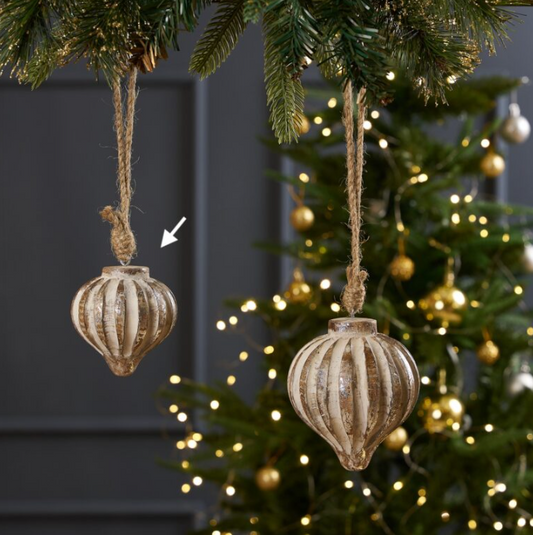 Cedar Striped Ornament - Silver