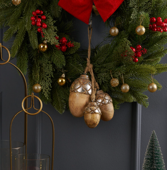 Ensemble de 3 Glands en Bois et Argent