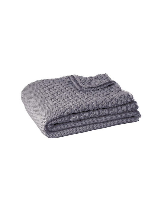 Basket - Jeté en chenille tressée taupe bleu