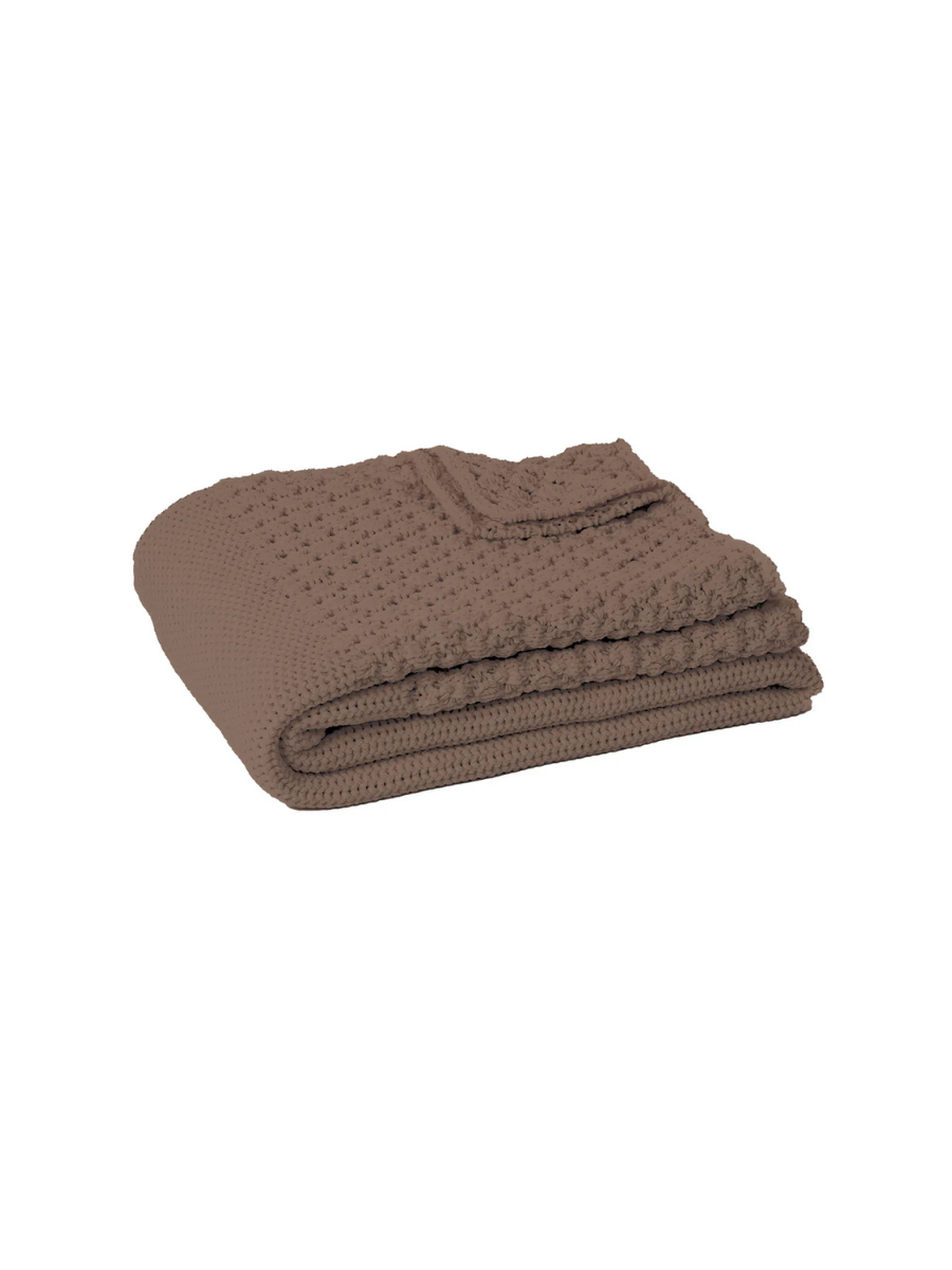 Basket - Jeté en chenille tressée taupe brun