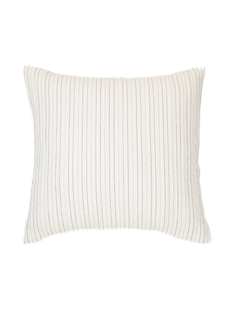 Corey - Ivory European Pillow Sham with Charcoal Stripes