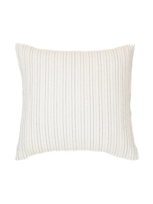 Corey - Ivory European Pillow Sham with Charcoal Stripes