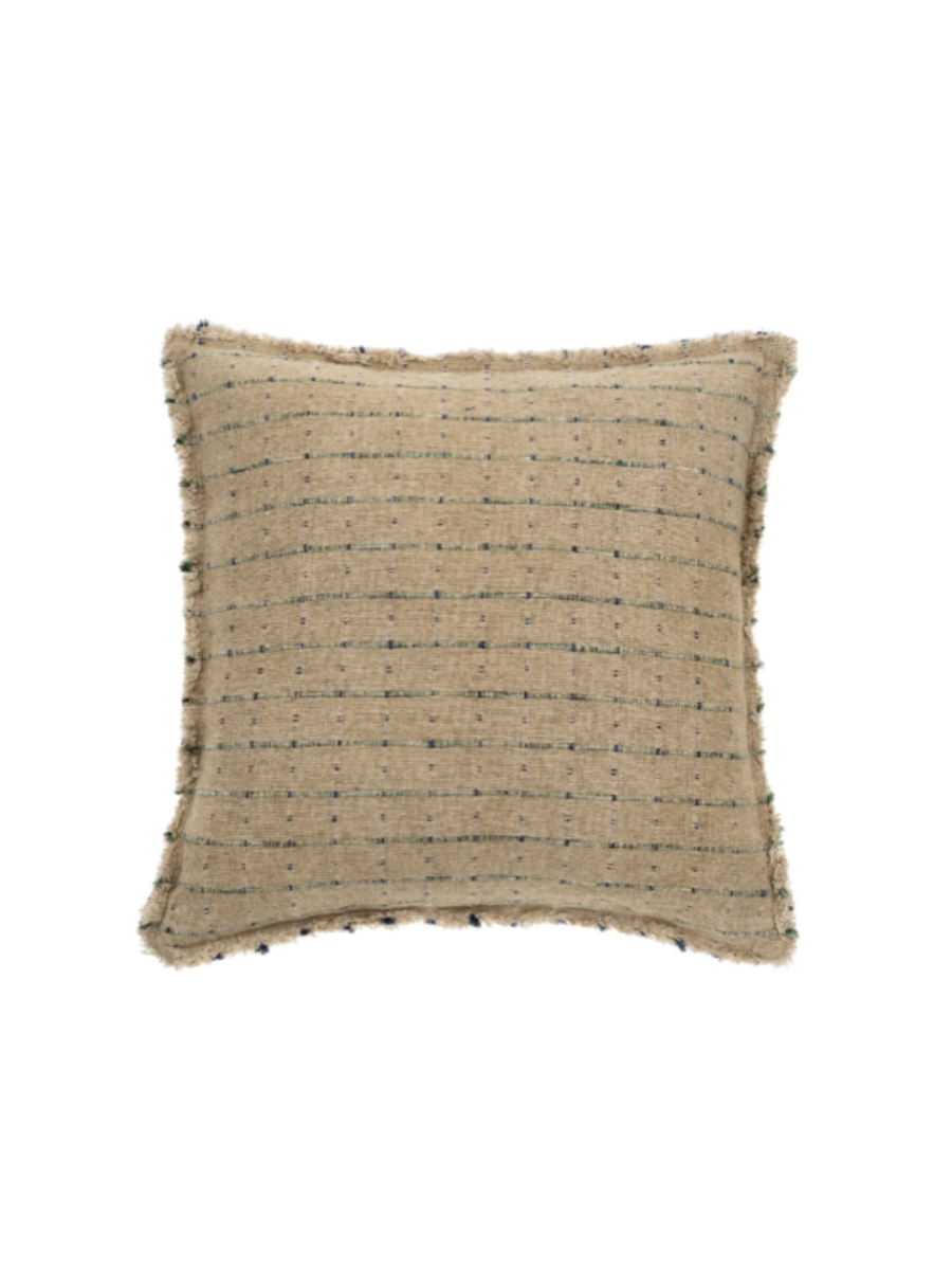 Fine striped linen cushion - Natural