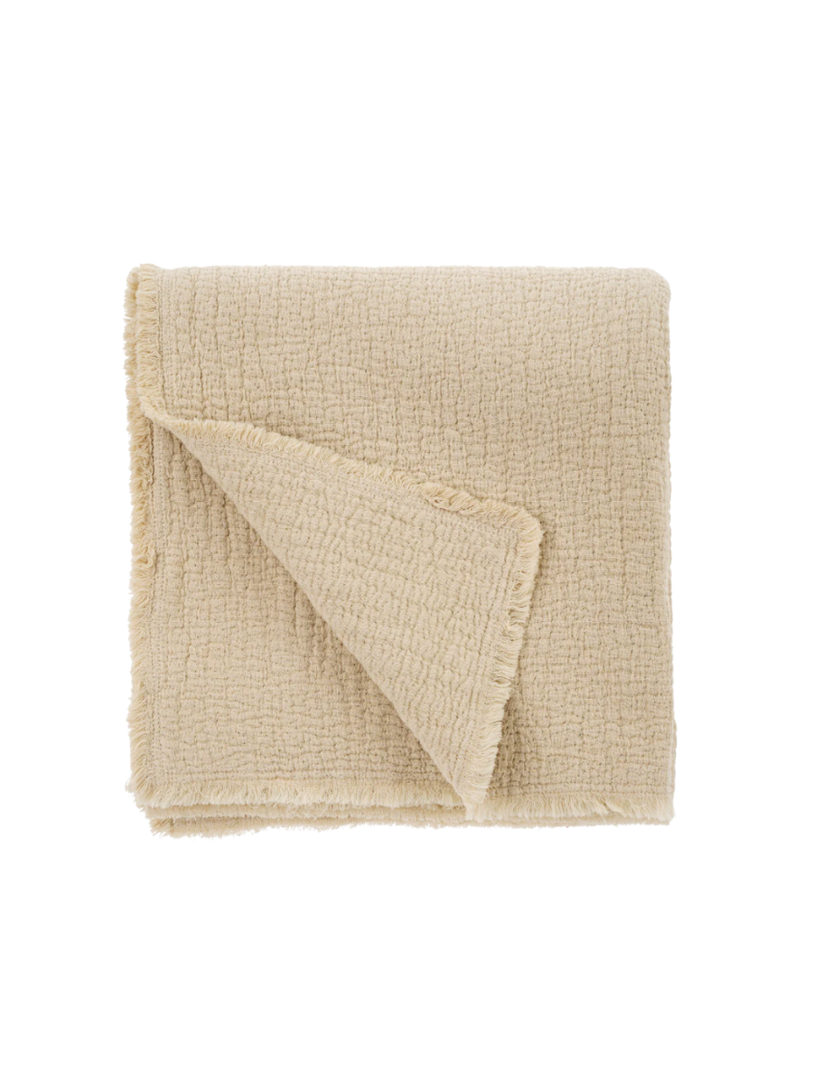 Curly Fringe Throw - Grey