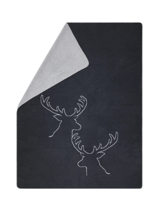 Savona Blanket - Charcoal Deer Heads