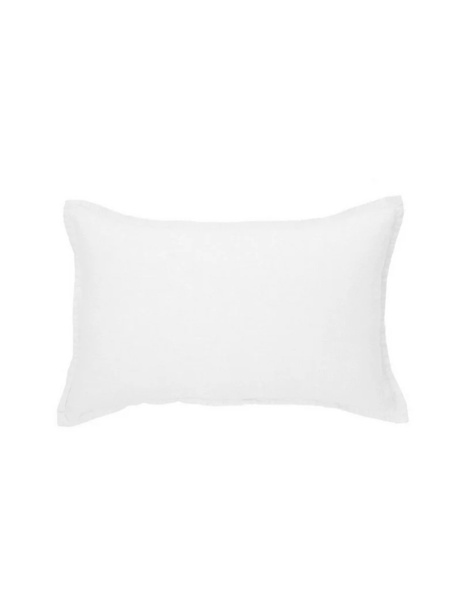 Stone Wash - Coussin rectangulaire en lin blanc