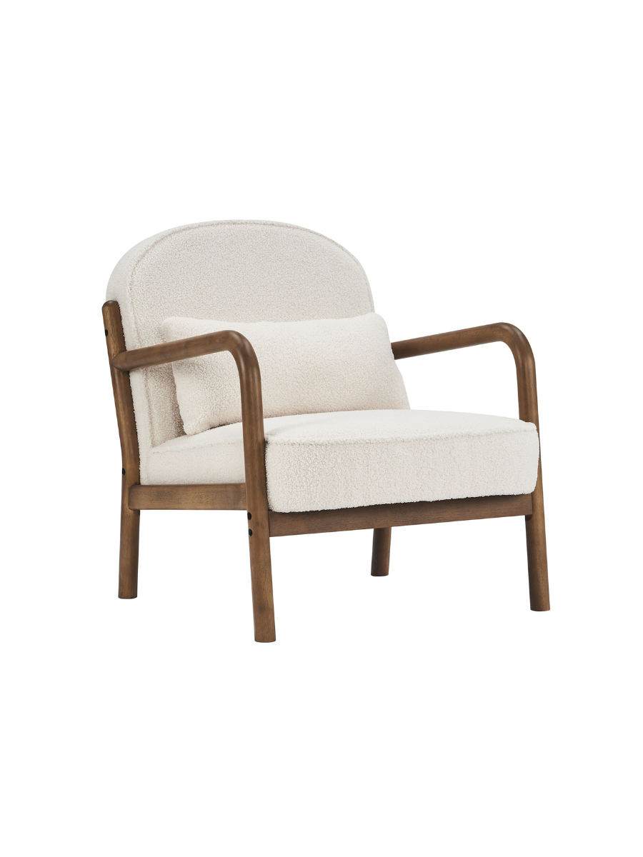 Chaise d'Appoint en Tissu Bouclé Blanc - Fani