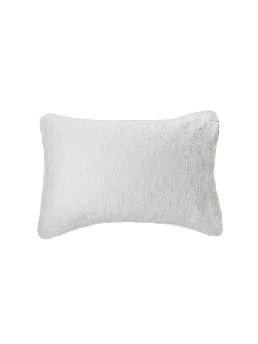 Foliage - White quilted pillowcase