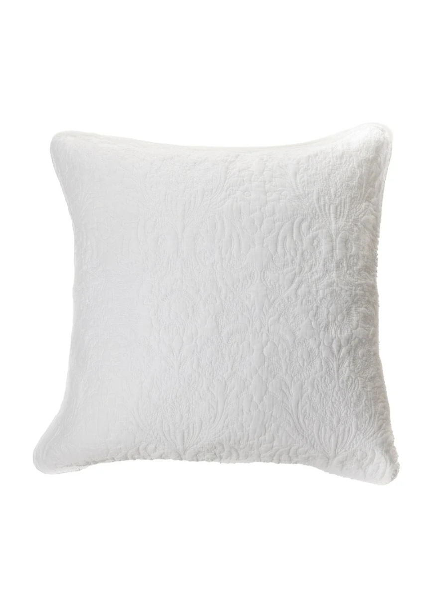 Damask - White quilted European pillowcase