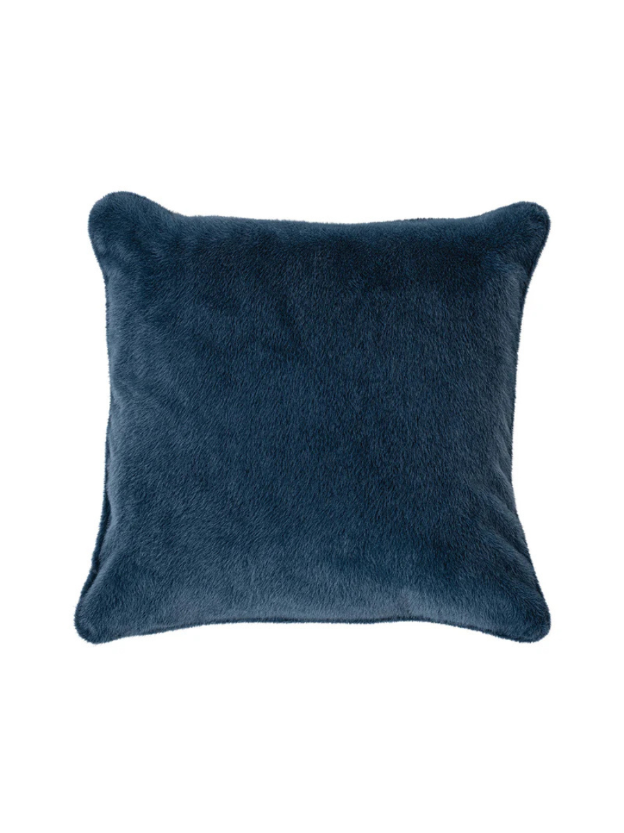 Polux - Oreiller européen en fausse fourrure bleu