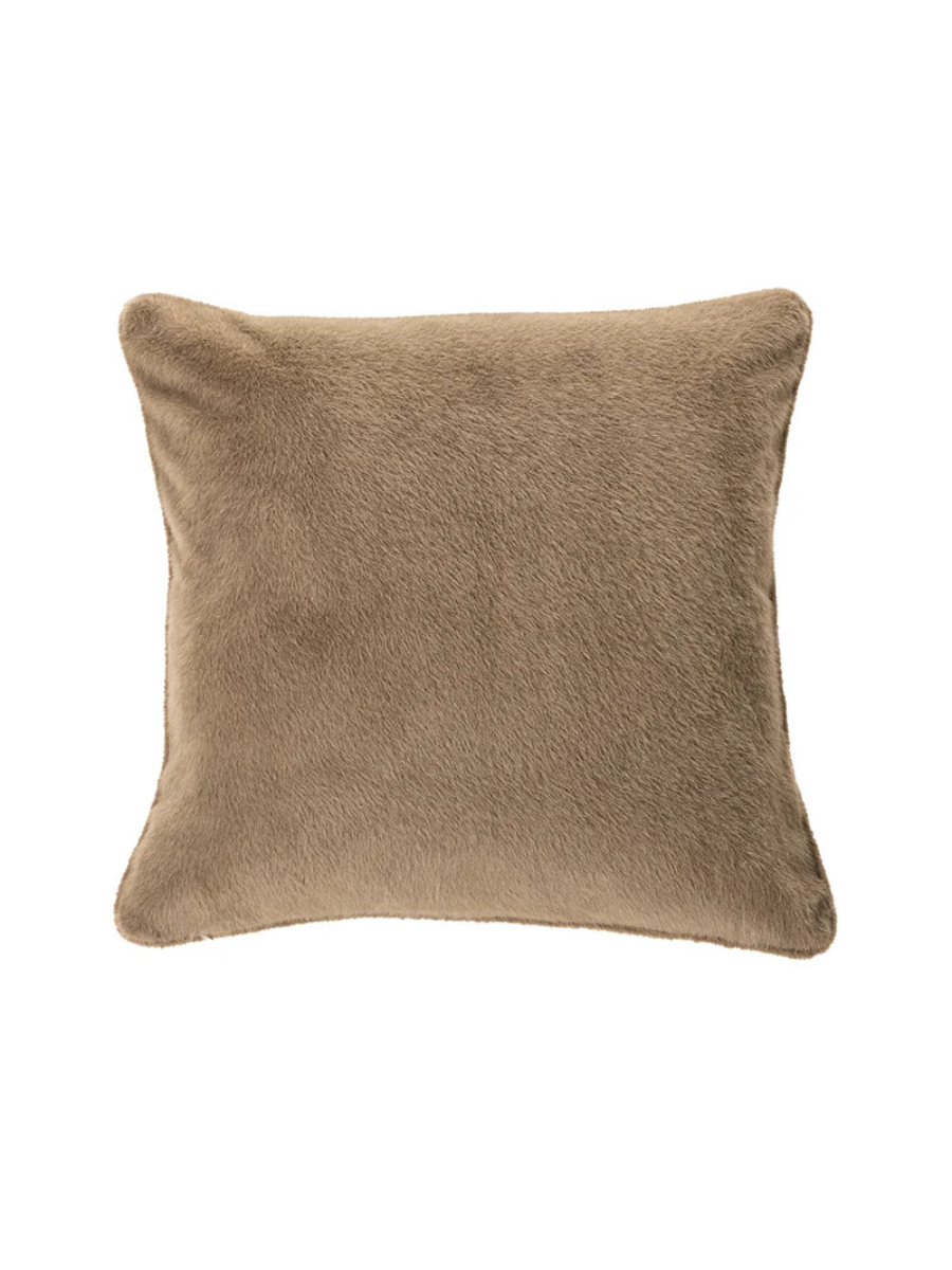 Polux- Oreiller européen en fausse fourrure taupe