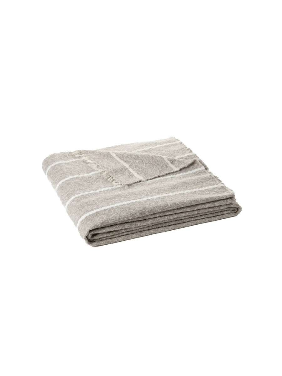 Choupi - Grey and white striped throw