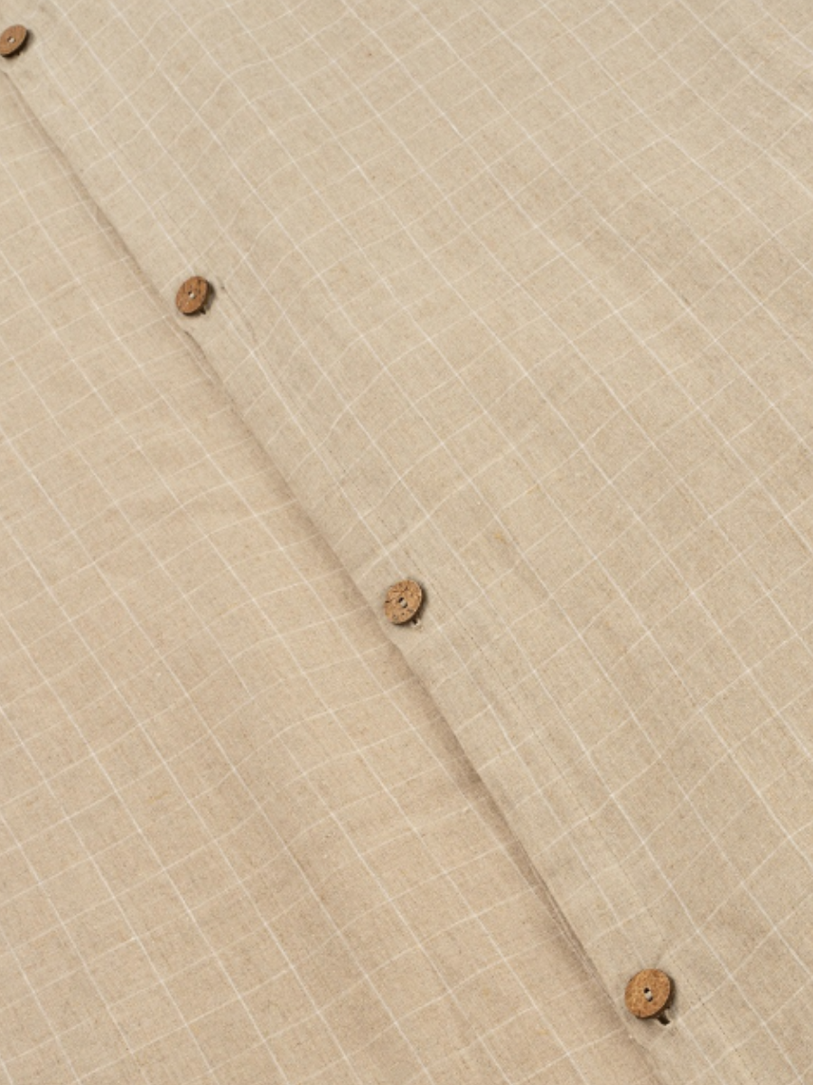 Plaid Linen Duvet Set - Natural