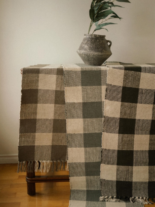 Gingham Check Table Runner - Mist 