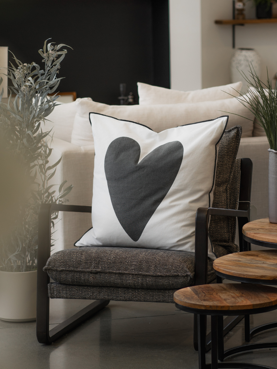 Euro Cushion - Black Heart