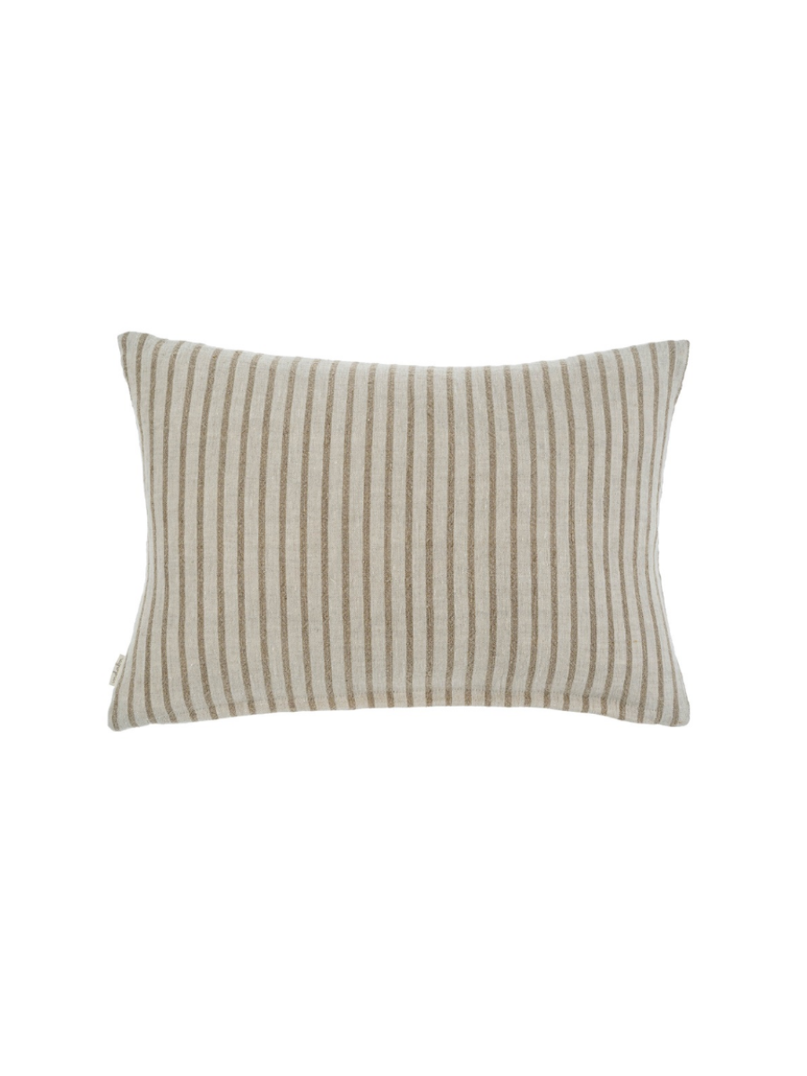 Fine striped linen cushion - Natural