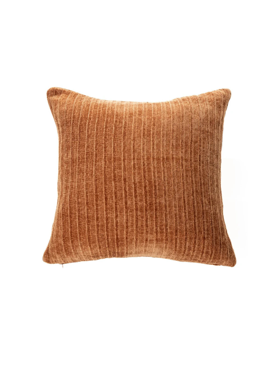 Hippy - Coussin décoratif en chenille terracotta