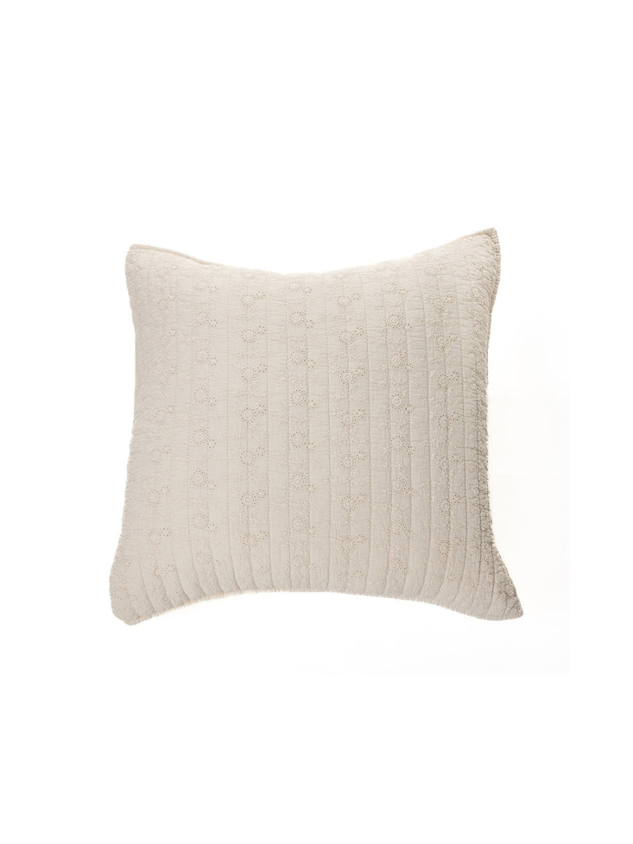 Estelle - Cache coussin naturel brodé de fleurs