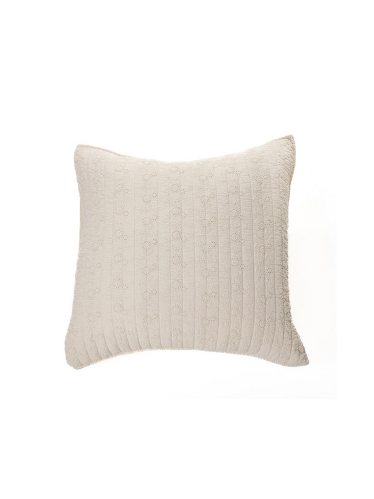 Estelle - Cache coussin naturel brodé de fleurs