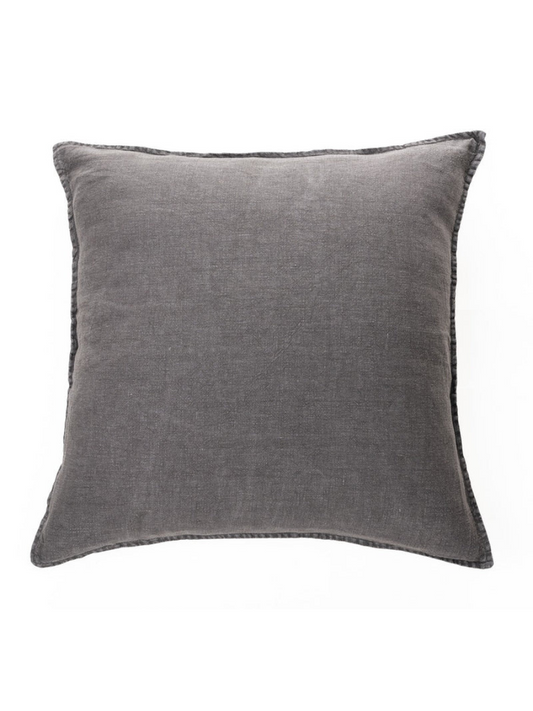 Stone Wash - Charcoal Gray European Linen Pillow