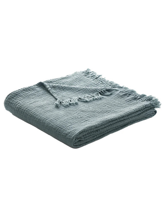 Jeté muslin - Bleu steel