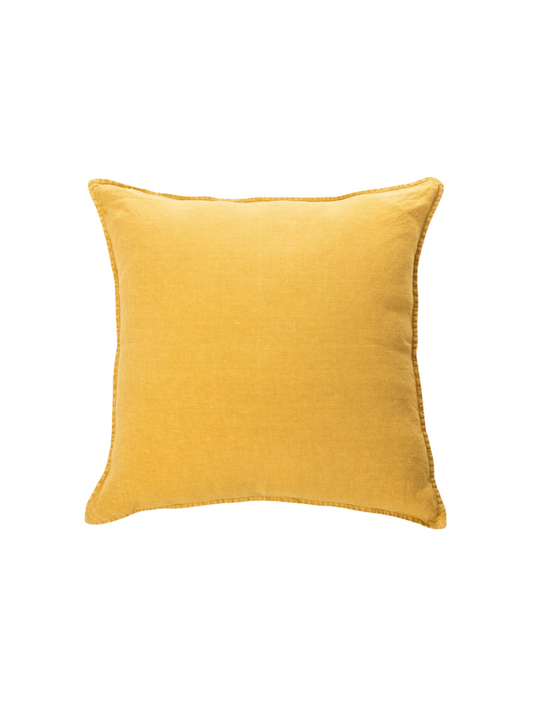 Stone Wash Coussin décoratif en lin moutarde