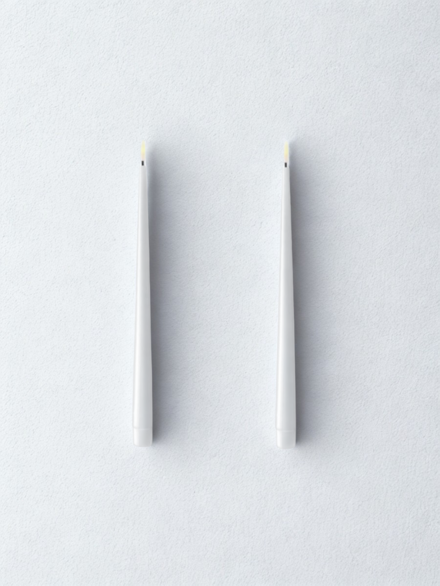 Deluxe Flameless Slim Candles - White Wax (set of 2)