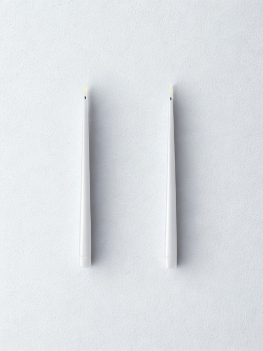 Deluxe Flameless Slim Candles - White Wax (set of 2)