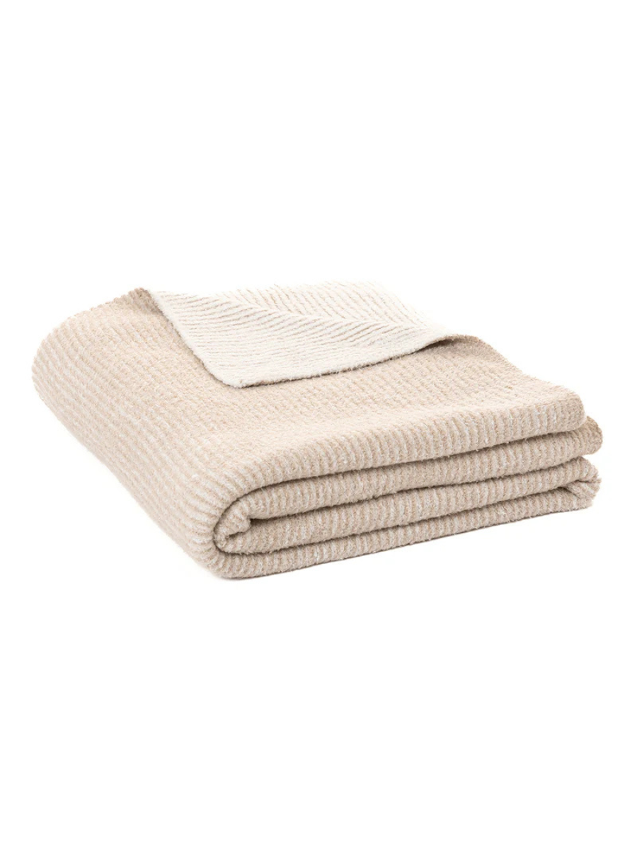 Softy - Couverture rayée crème et beige