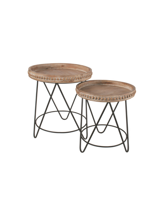 Nesting tables in wood and metal