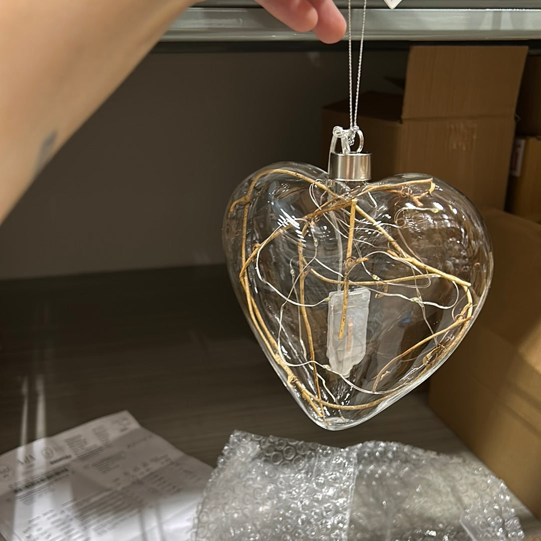 Ornement Cœur en Verre avec Lumières