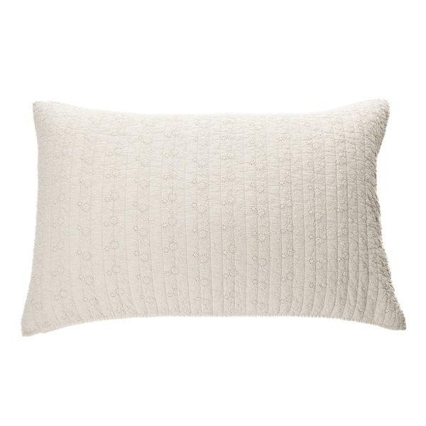Estelle - Couvre oreiller naturel brodé de fleurs