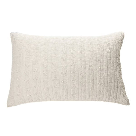 Estelle - Couvre oreiller naturel brodé de fleurs