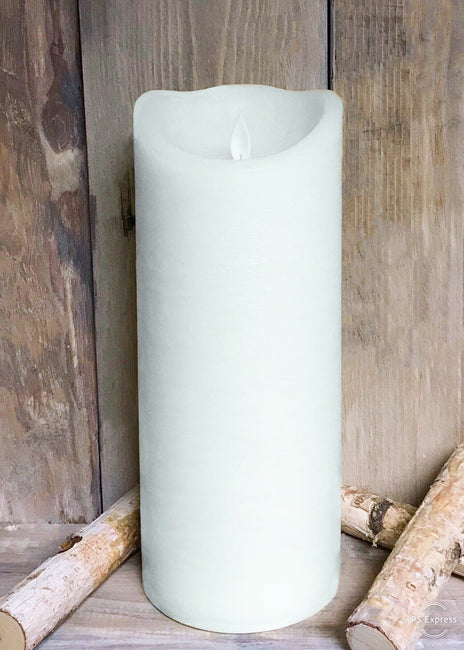 LED candle with moving flame, rustic white finish 4"