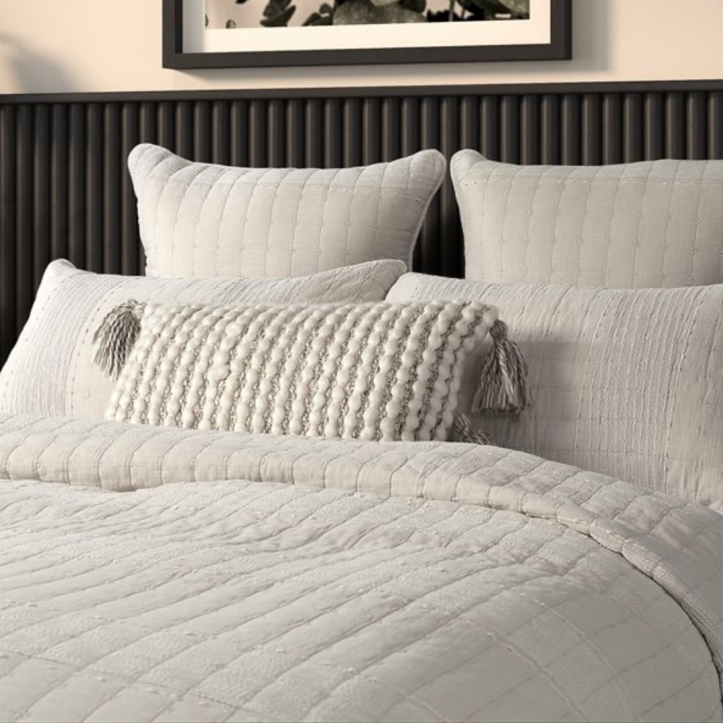 Moss - Natural plain quilted