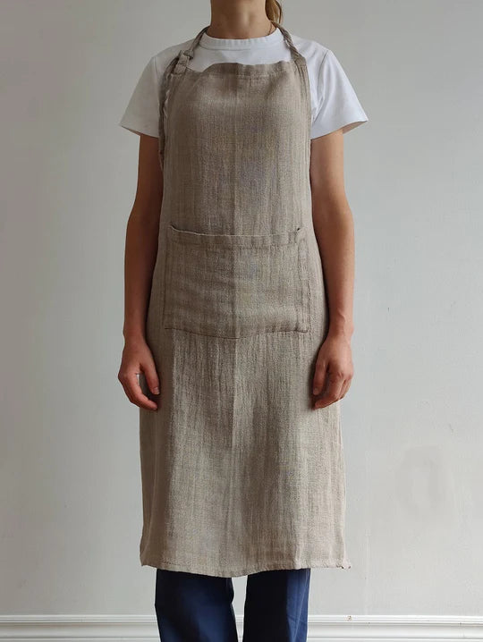Natural linen apron