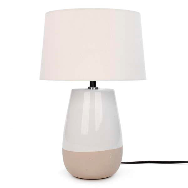 Table lamp with gray striped base