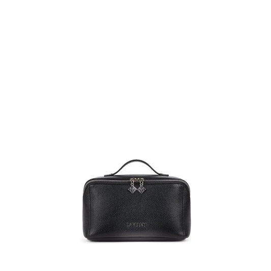 La Jolie - Black vegan leather makeup bag