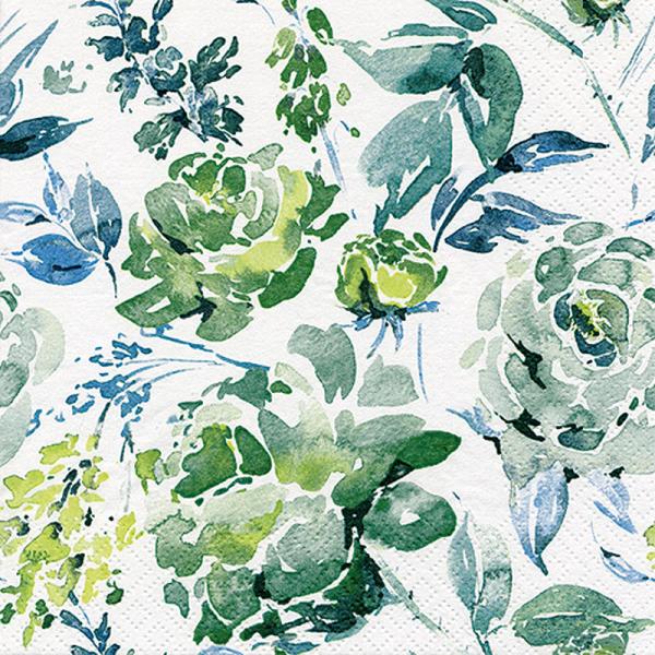 Floral patterned napkin - Blue green