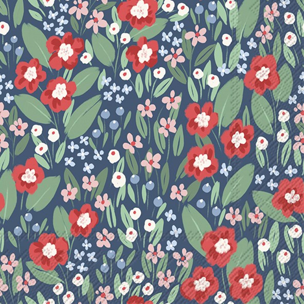 Serviette de table Lunch - Joyful arragements bleu