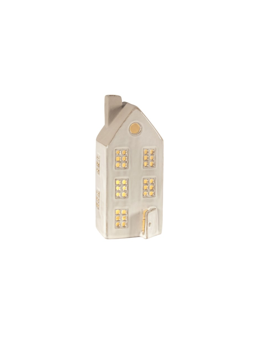 Maison décorative en céramique avec LED – Blanc ivoire