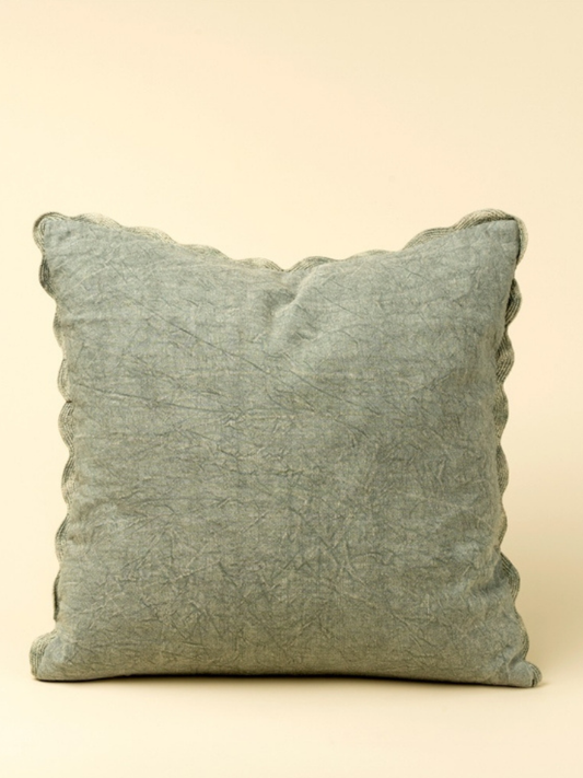 Coussin à bord festonné – Vert Sauge