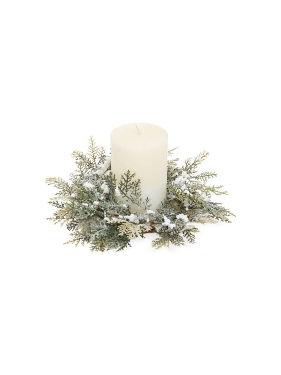 Frosted pine candle wreath
